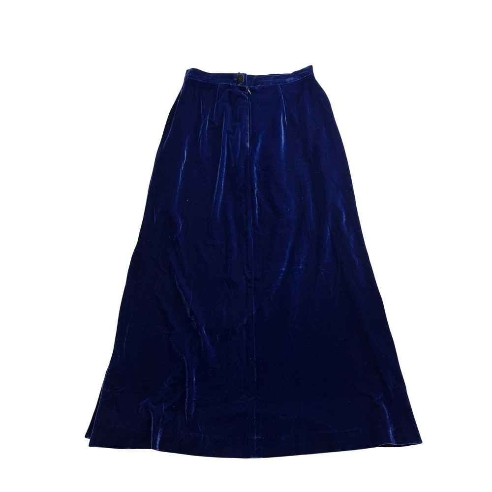 Vintage 90s Whimsygoth Goth Gianni Sport Blue Velvet Maxi Skirt